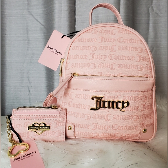 Juicy Couture Handbags - JUICY COUTURE macroon logo pullout pouch backpack and Keychain cardholder